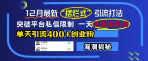 12月最新“摆烂式”引流打法,突破平台私信限制,一天无限发私信,单天引流400+创业粉-网赚项目众筹网