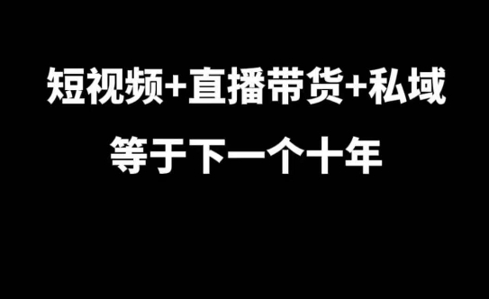 短视频+直播带货+私域等于下一个十年，大佬7年实战经验总结-网赚项目众筹网