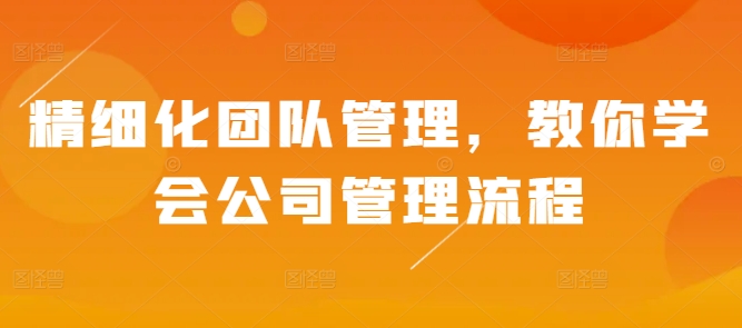 精细化团队管理，教你学会公司管理流程-网赚项目众筹网