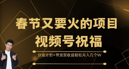 春节又要火的项目视频号祝福，分成计划+带货双收益，轻松月入几个W【揭秘】-网赚项目众筹网