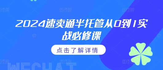 2024速卖通半托管从0到1实战必修课，掌握通投广告打法、熟悉速卖通半托管的政策细节-网赚项目众筹网