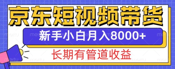 京东短视频带货新玩法，长期管道收益，新手也能月入8000+-网赚项目众筹网