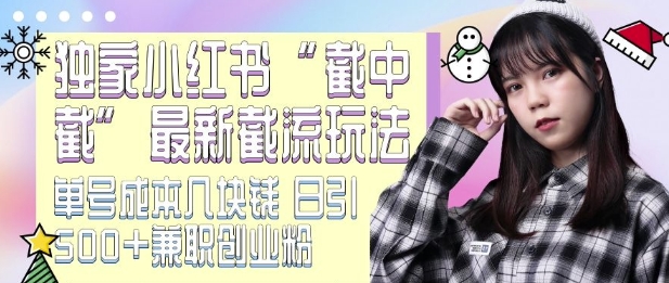 最新小红书截流玩法 独家截中截 单号成本几块钱 日引500+CY粉JZ粉-网赚项目众筹网