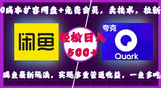 0成本扩容网盘+免费会员，卖技术，拉新，咸鱼最新玩法，实现多重管道收益，一鱼多吃，轻松日入500+-网赚项目众筹网