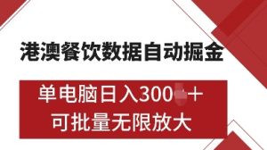 港澳餐饮数据全自动掘金,单电脑日入多张, 可矩阵批量无限操作【揭秘】-网赚项目众筹网