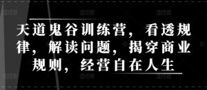 天道鬼谷训练营,看透规律,解读问题,揭穿商业规则,经营自在人生-网赚项目众筹网
