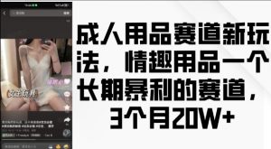 成人用品赛道新玩法,情趣用品一个长期暴利的赛道,3个月收益20个【揭秘】-网赚项目众筹网