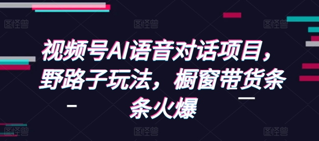 视频号AI语音对话项目，野路子玩法，橱窗带货条条火爆-网赚项目众筹网