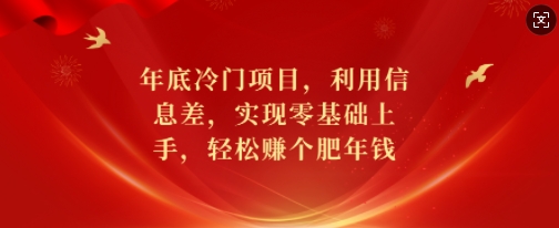 年底冷门项目，利用信息差，实现零基础上手，轻松赚个肥年钱【揭秘】-网赚项目众筹网