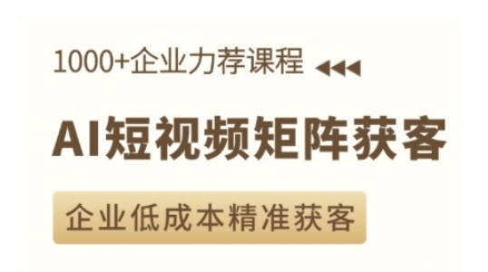 AI短视频矩阵获客实操课，企业低成本精准获客-网赚项目众筹网
