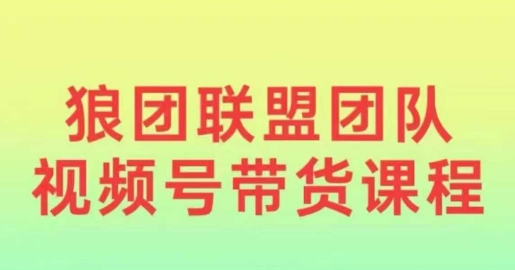 狼团联盟2024视频号带货，0基础小白快速入局视频号-网赚项目众筹网