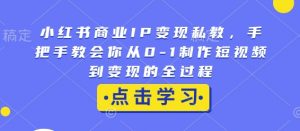 小红书商业IP变现私教,手把手教会你从0-1制作短视频到变现的全过程-网赚项目众筹网