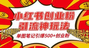 小红书创业粉引流神玩法,单图笔记引爆500+精准创业粉丝,私信狂潮接连不断-网赚项目众筹网