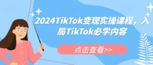2024TikTok变现实操课程,入局TikTok必学内容-网赚项目众筹网