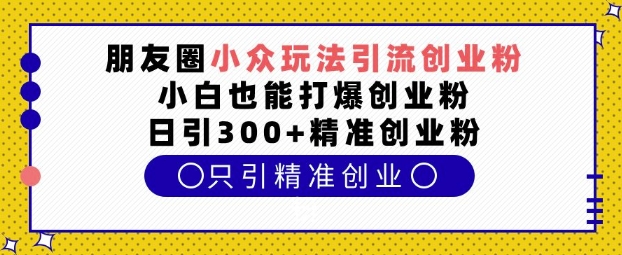 朋友圈小众玩法引流创业粉，小白也能打爆创业粉，日引300+精准创业粉【揭秘】-网赚项目众筹网