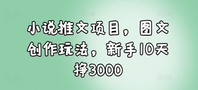 小说推文项目，图文创作玩法，新手10天挣3000-网赚项目众筹网