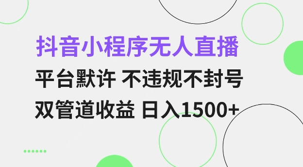 抖音小程序无人直播 平台默许 不违规不封号 双管道收益 日入多张 小白也能轻松操作【仅揭秘】-网赚项目众筹网