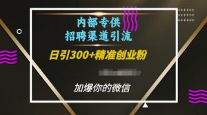 内部招聘渠道日引流300+创业粉,加爆你的微信【揭秘】-网赚项目众筹网