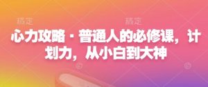 心力攻略·普通人的必修课,计划力,从小白到大神-网赚项目众筹网