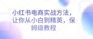 小红书电商实战方法,让你从小白到精英,保姆级教程-网赚项目众筹网