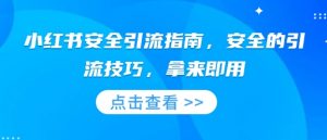 小红书安全引流指南,安全的引流技巧,拿来即用-网赚项目众筹网