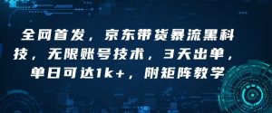 全网首发,京东带货暴流黑科技,无限账号技术,3天出单,单日可达1k+,附矩阵教学【揭秘】-网赚项目众筹网