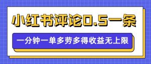 小红书留言评论,0.5元1条,一分钟一单,多劳多得,收益无上限-网赚项目众筹网