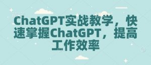 ChatGPT实战教学,快速掌握ChatGPT,提高工作效率-网赚项目众筹网