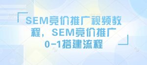 SEM竞价推广视频教程,SEM竞价推广0-1搭建流程-网赚项目众筹网