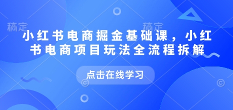 小红书电商掘金课，小红书电商项目玩法全流程拆解-网赚项目众筹网