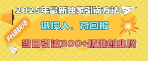2025年最新独家引流方法,低投入高回报?当日引流300+精准创业粉-网赚项目众筹网