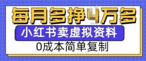 小红书虚拟资料项目,0成本简单复制,每个月多挣1W【揭秘】-网赚项目众筹网
