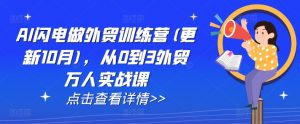 AI闪电做外贸训练营(更新25年1月),从0到3外贸万人实战课-网赚项目众筹网