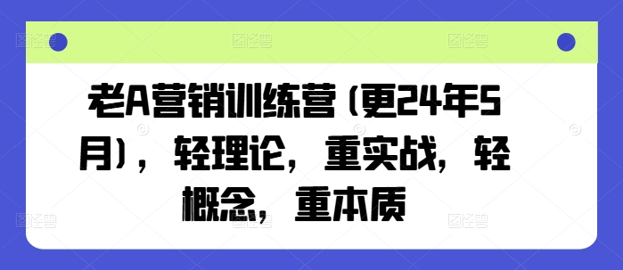 老A营销训练营(更25年1月)，轻理论，重实战，轻概念，重本质-网赚项目众筹网