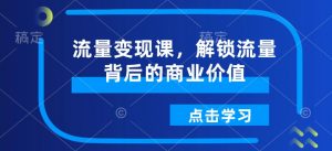流量变现课,解锁流量背后的商业价值-网赚项目众筹网