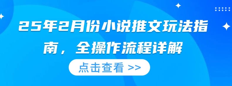 25年2月份小说推文玩法指南，全操作流程详解-网赚项目众筹网