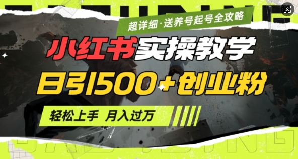 2月小红书最新日引500+创业粉实操教学【超详细】小白轻松上手，月入1W+，附小红书养号起号SOP-网赚项目众筹网