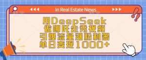 用DeepSeek做哪吒走秀视频，引爆流量涨粉利器，单日变现1k-网赚项目众筹网
