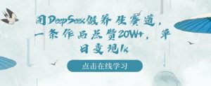 用DeepSeek做养生赛道,一条作品点赞20W+,单日变现1k-网赚项目众筹网
