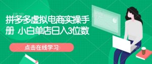 拼多多虚拟电商实操手册 小白单店日入3位数-网赚项目众筹网