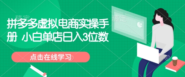 拼多多虚拟电商实操手册 小白单店日入3位数-网赚项目众筹网