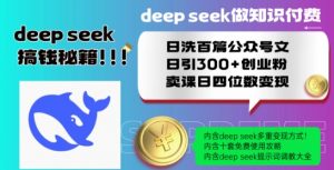 Deepseek做知识付费日洗百篇公众号文日引300+创业粉,卖课日四位数变现保姆级教程!-网赚项目众筹网