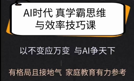 Ai时代真学霸思维与学习方法课，有格局且接地气，家庭教育有力参考-网赚项目众筹网