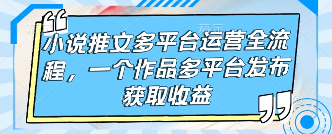 小说推文多平台运营全流程，一个作品多平台发布获取收益-网赚项目众筹网