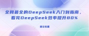 全网最全的DeepSeek入门到指南,看完DeepSeek效率提升80%(建议收藏)-网赚项目众筹网