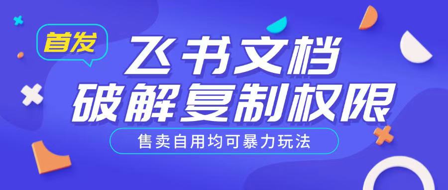 首发飞书文档破解复制权限，售卖自用均可暴力玩法-网赚项目众筹网