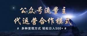 公众号流量主代运营  多种变现方式 轻松日入5张【揭秘】-网赚项目众筹网