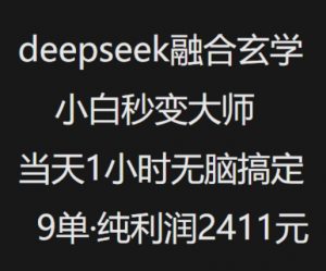 抖音小红书deepseek融合玄学,纯小白秒变大师,当天1小时无脑搞定9单,纯利润上千-网赚项目众筹网