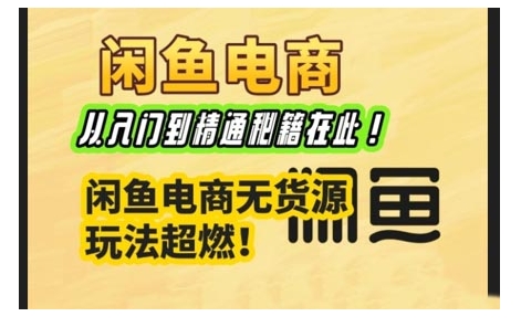 闲鱼电商实战课，从入门到精通秘籍在此，闲鱼电商无货源玩法超燃!-网赚项目众筹网
