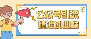 公众号引流创业粉玩法,0基础即可轻松掌握流量-网赚项目众筹网
